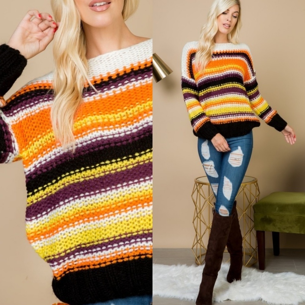 BOGO FREE! Gorgeous striped thick knit sweater - Picture 6 of 8